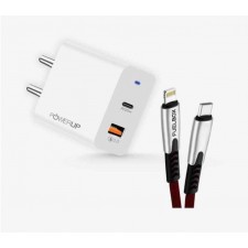 PowerUp 20w Dual Type-C & USB Adapter with Cable